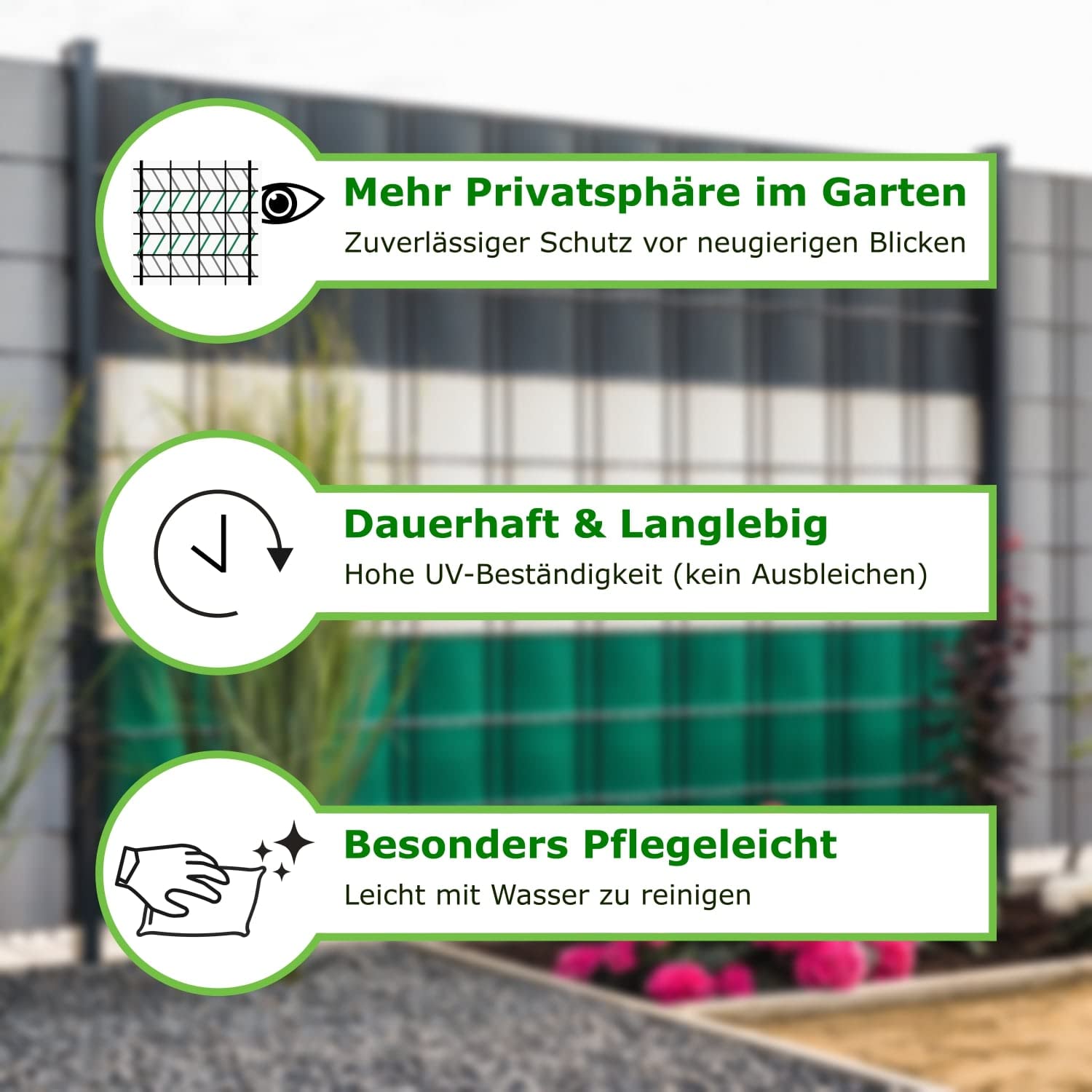 WORKINGHOUSE PVC Sichtschutzstreifen 450g/m² Standard für Doppelstabmatten Zaun – 50m Rolle, Anthrazit RAL 7016 | Wind- & Blickschutz, wetterfest, inkl. Clips