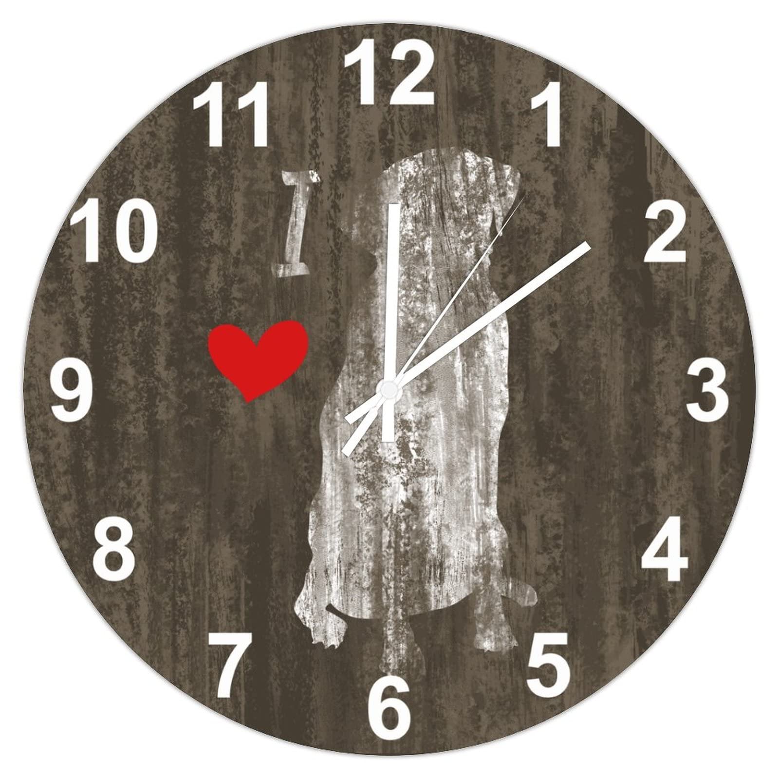 Horloge Weimaraner en bois silencieuse pour salon rustique