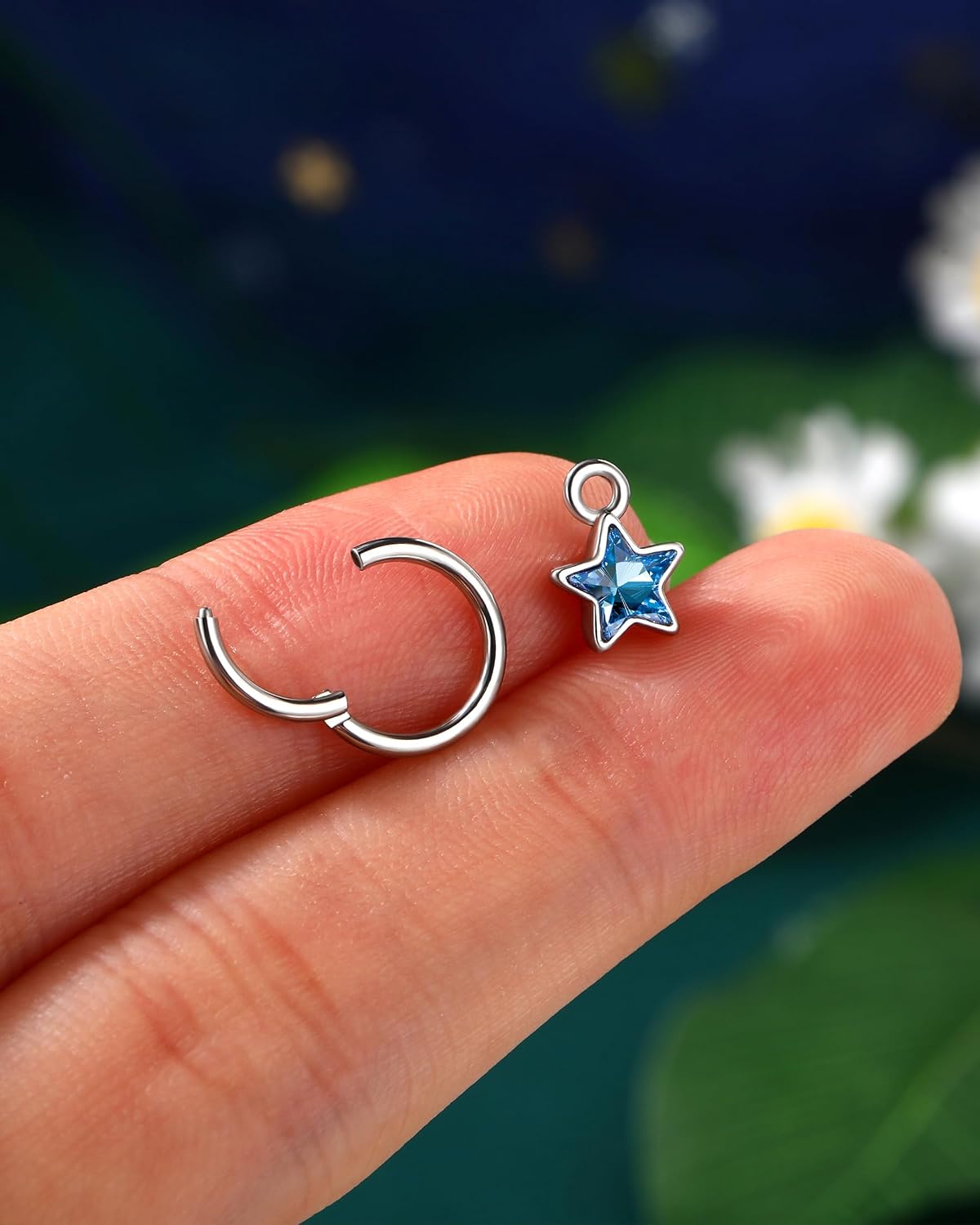 COCHARM 16G Clicker Rook Earrings Dangle Hoop Helix Earrings for Women 6mm 8mm Surgical Steel Rook Helix Piercing Jewelry Dangling Lobe Earring
