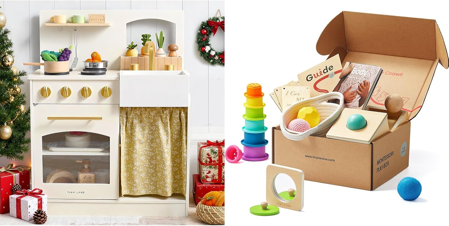 Tiny Land Montessori Toy Set for Babies & Toddler Kitchen with Cutting Food Set