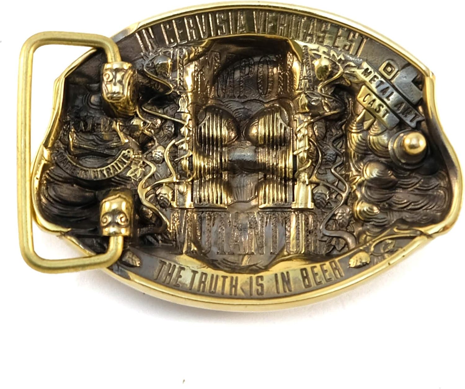 Beer belt buckle, Handmade Beer fans gift Beer Skull solid brass belt buckle