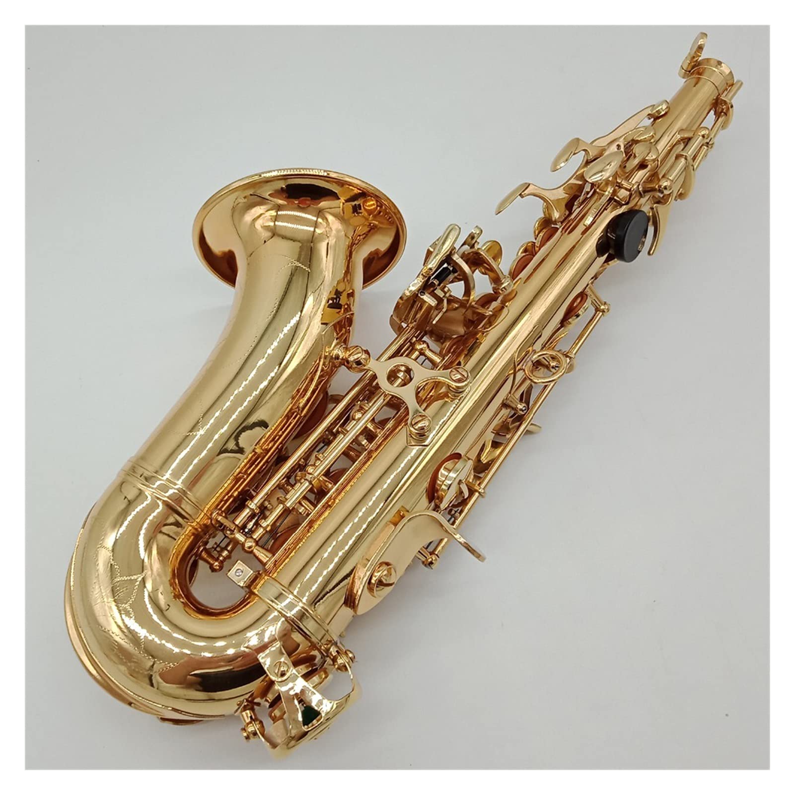 Laccato in Oro Curvo Soprano Sax Bocchino Reeds Collo Accessori per Strumenti Musicali Tipo Chiave Strumento a Fiato