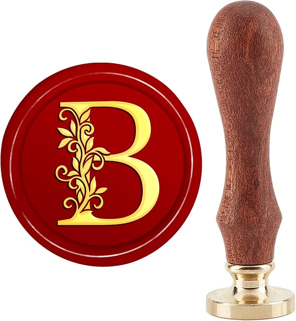 CRASPIRE Wax Seal Stamp Initials B Classic Vintage Sealing Stamp 30mm/1.18inch Removable Brass Head Sealing Stamp with Wooden Handle for Gift Invitations Greeting Cards Wrap
