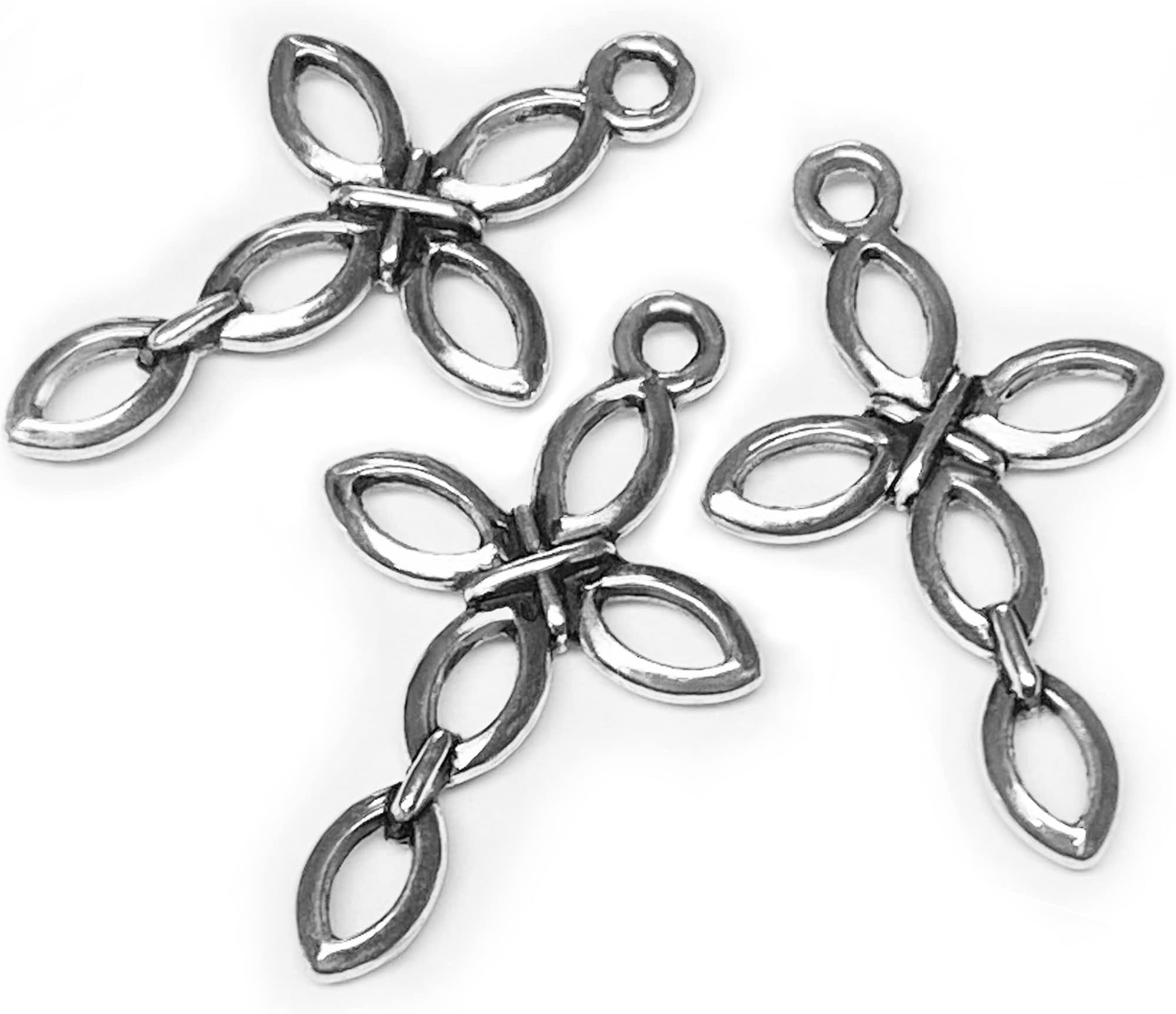 Heather's cf Cross Charms Jewelry Making Silver- Mini Cross Pendants for Bracelet Crafting, Non-Corroding Alloy, Lead-Free, Cadmium-Free, Nickel-Free, Tibetan Silver Coating