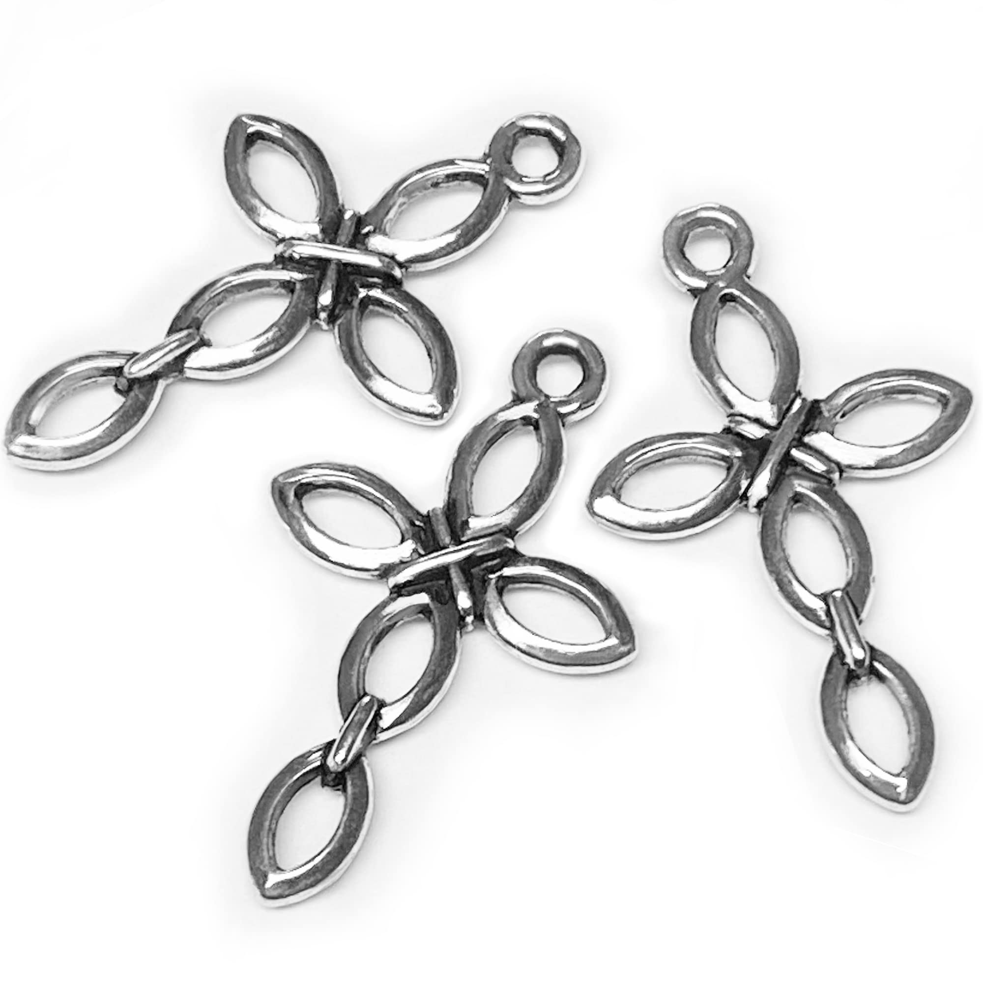 Cross Charms Jewelry Making Silver- Mini Cross Pendants for Bracelet Crafting, Non-Corroding Alloy, Lead-Free, Cadmium-Free, Nickel-Free, Tibetan Silver Coating