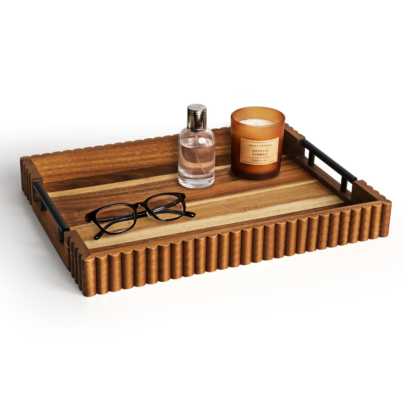 View 1 of Cathyeen Serving Tray - 16.7" Decorative Ottoman Tray