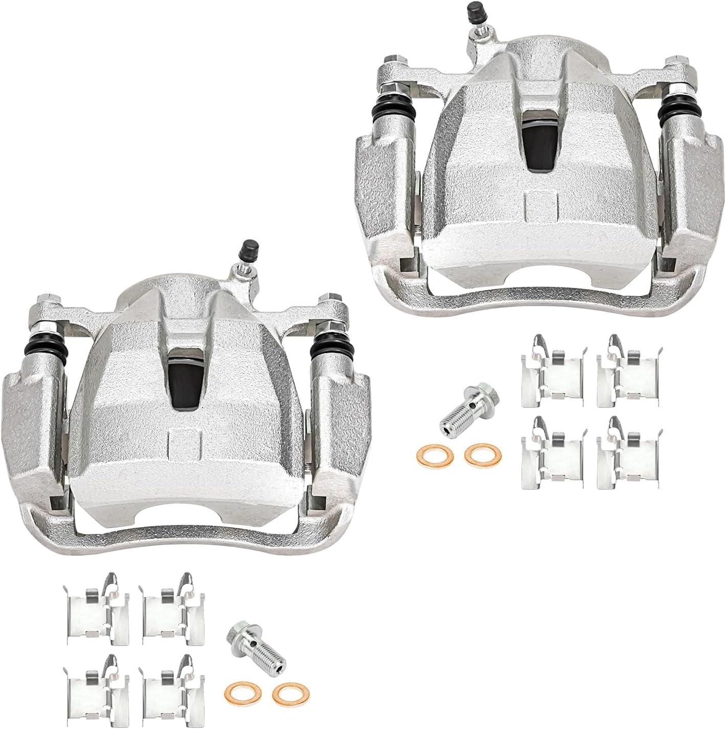 Detroit Axle - FWD Front Steering Knuckles & Wheel Hub Bearings Disc Brake Calipers with Brackets Replacement for 2009-2013 Toyota Matrix 2.4L