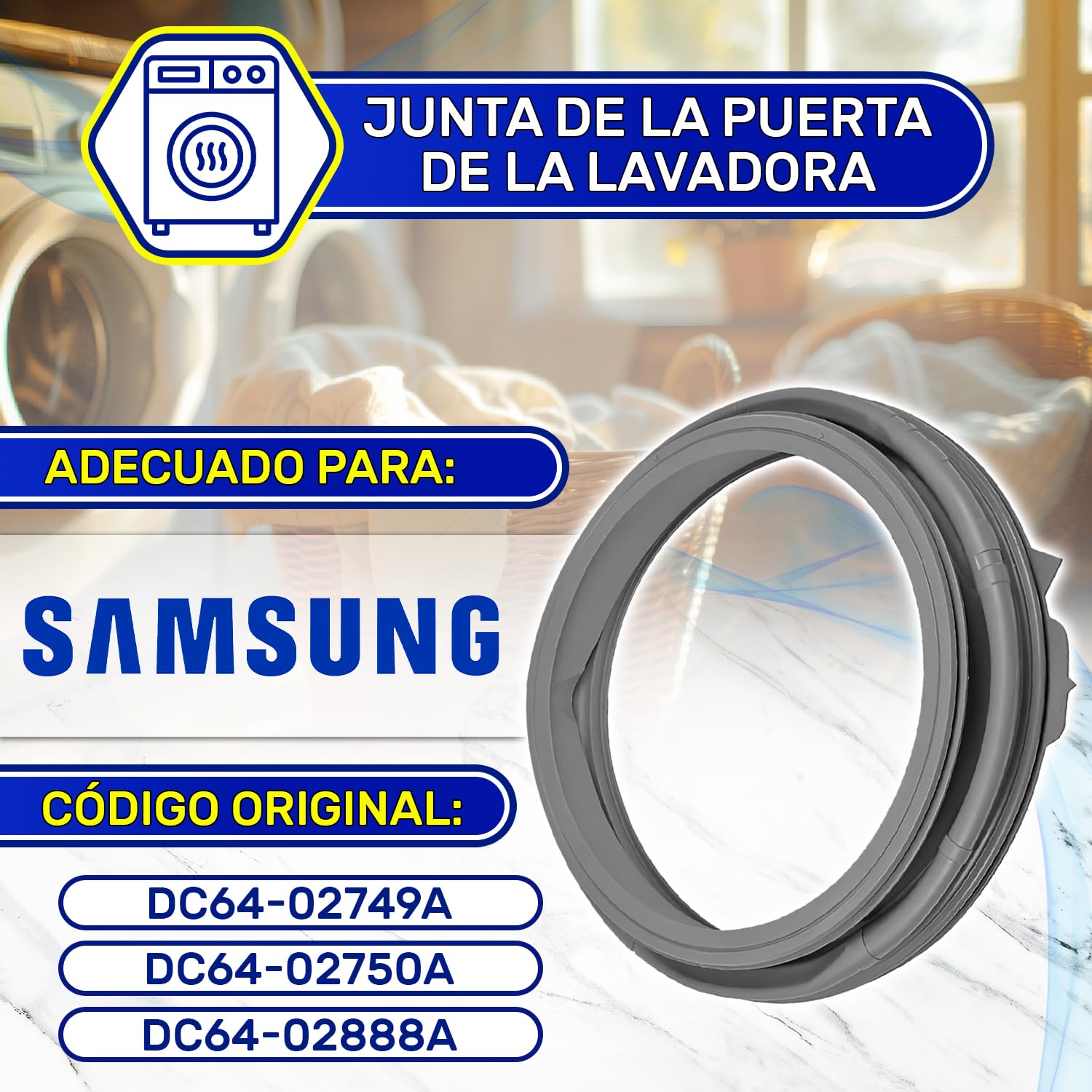 Junta Goma para Escotilla Puerta Lavadora Ø 405x305x66 mm DC64-02749A