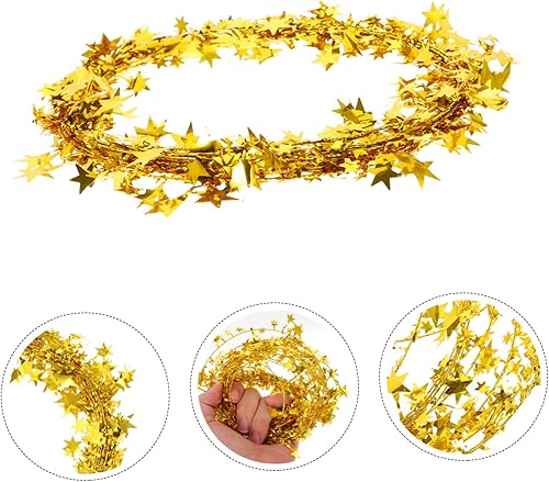 Miniatura 3 de NOLITOY Guirnaldas de estrellas de oropel para árbol de Navidad, guirnalda de estrellas de Navidad, guirnaldas para guirnalda dorada, guirnalda
