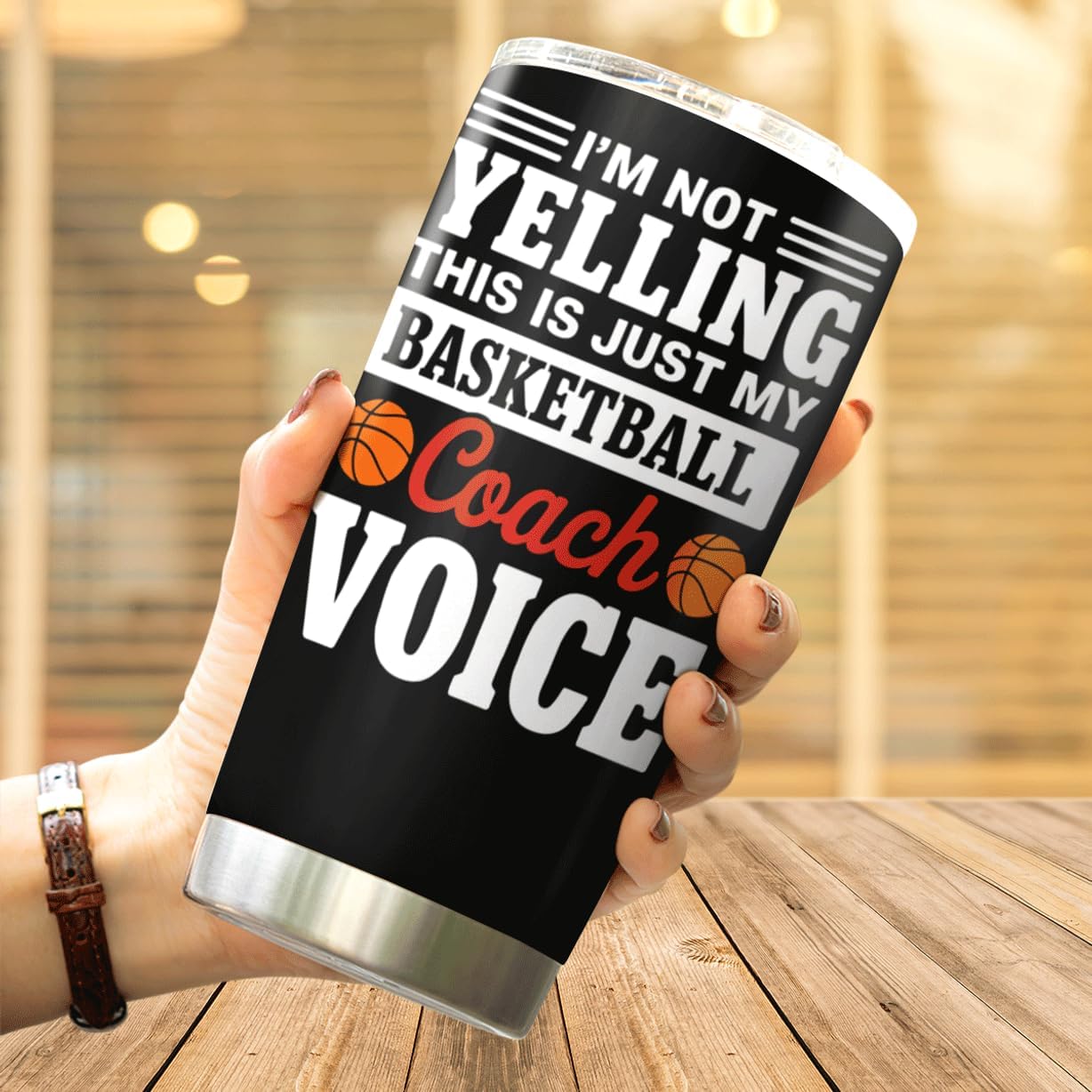 CUBICER I'M Not Yelling This Is Just My Basketball Voice 20 Oz Stainless Steel Tumbler For Coaches And Sports Lovers Bottle Travel Insulated Cool Tea Drink Hot Heat Outdoor - Image 4