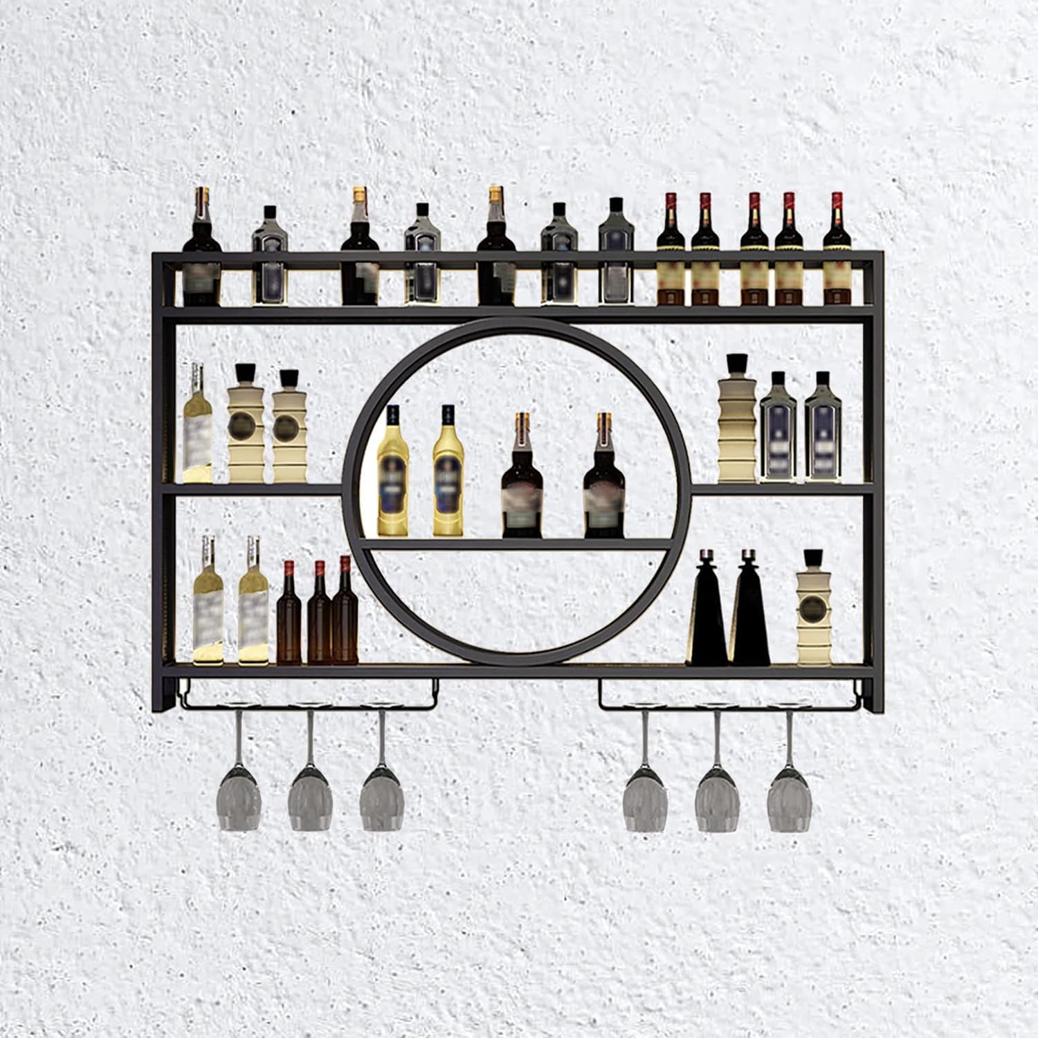 Armoire dorée chic pour verres à pinte et bouteilles haut de gamme