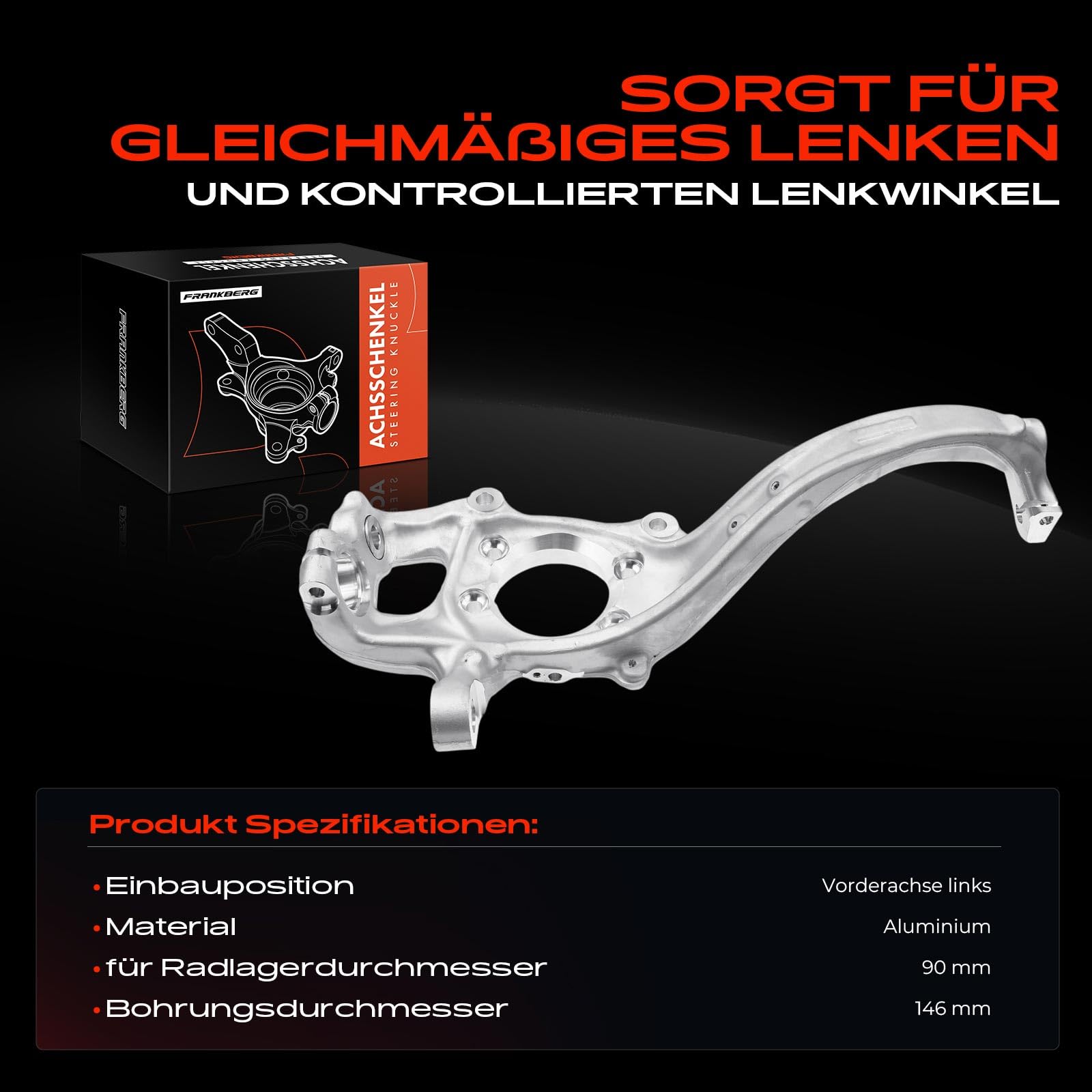 Frankberg 1x Achsschenkel Radaufhängung Vorne Links Kompatibel mit A4 8K2 8K5 8KH B8 1.8L-3.2L 2007-2016 A5 8T3 8F7 8TA 1.8L-4.2L 2007-2017 Q5 8R 2008-2017 Replace# 8K0407253R