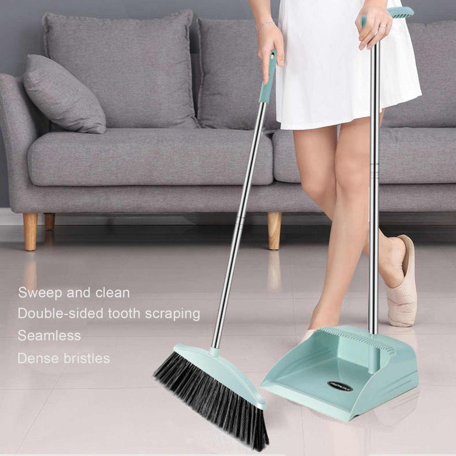 usefulbeauty Stofbezem en schep set, 3-delig, roestbestendig