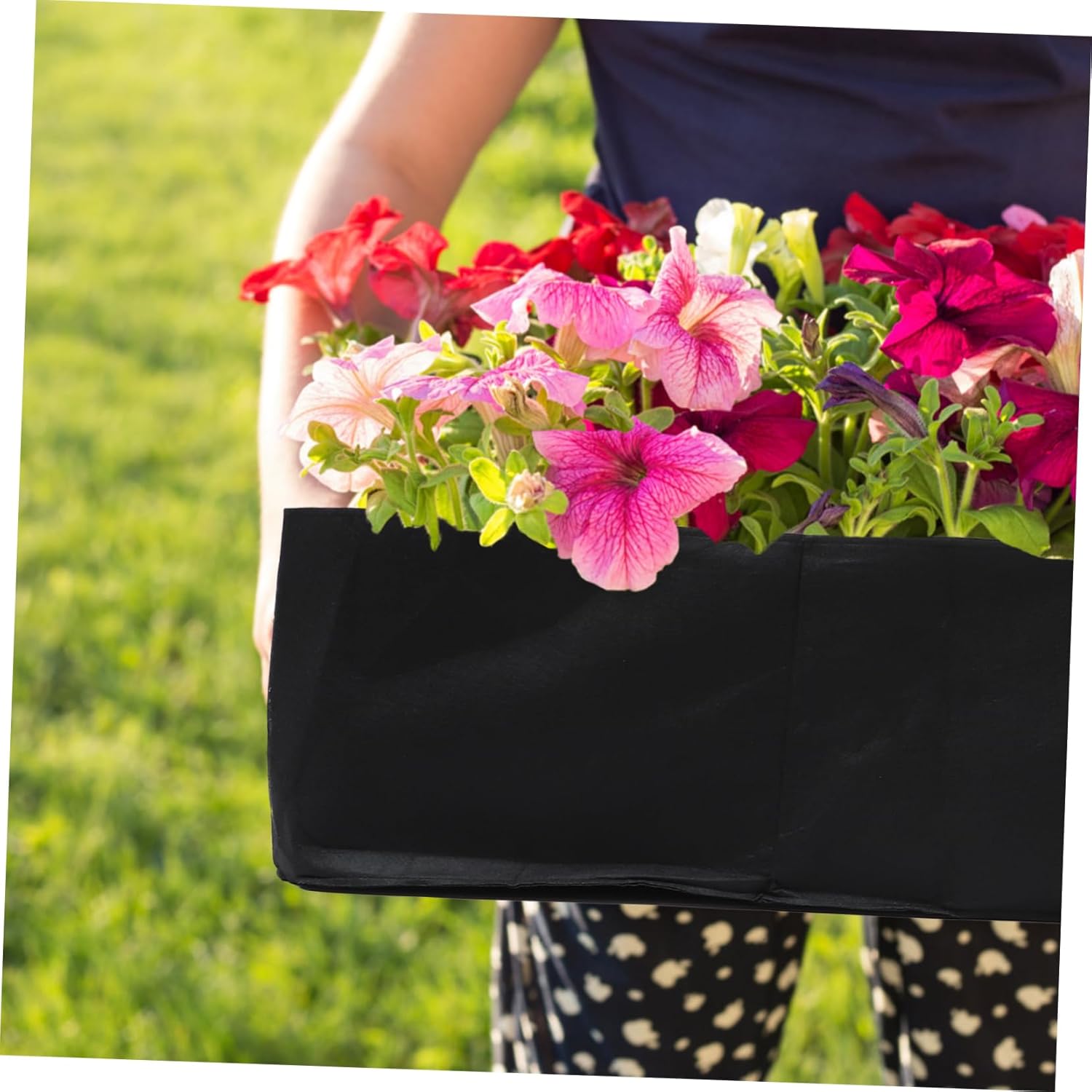 Raised Fabric Planting Bed Rectangular Non-Woven Grow Bag Planter for Vegetables and Reusable for Terrace Patio and Gardening