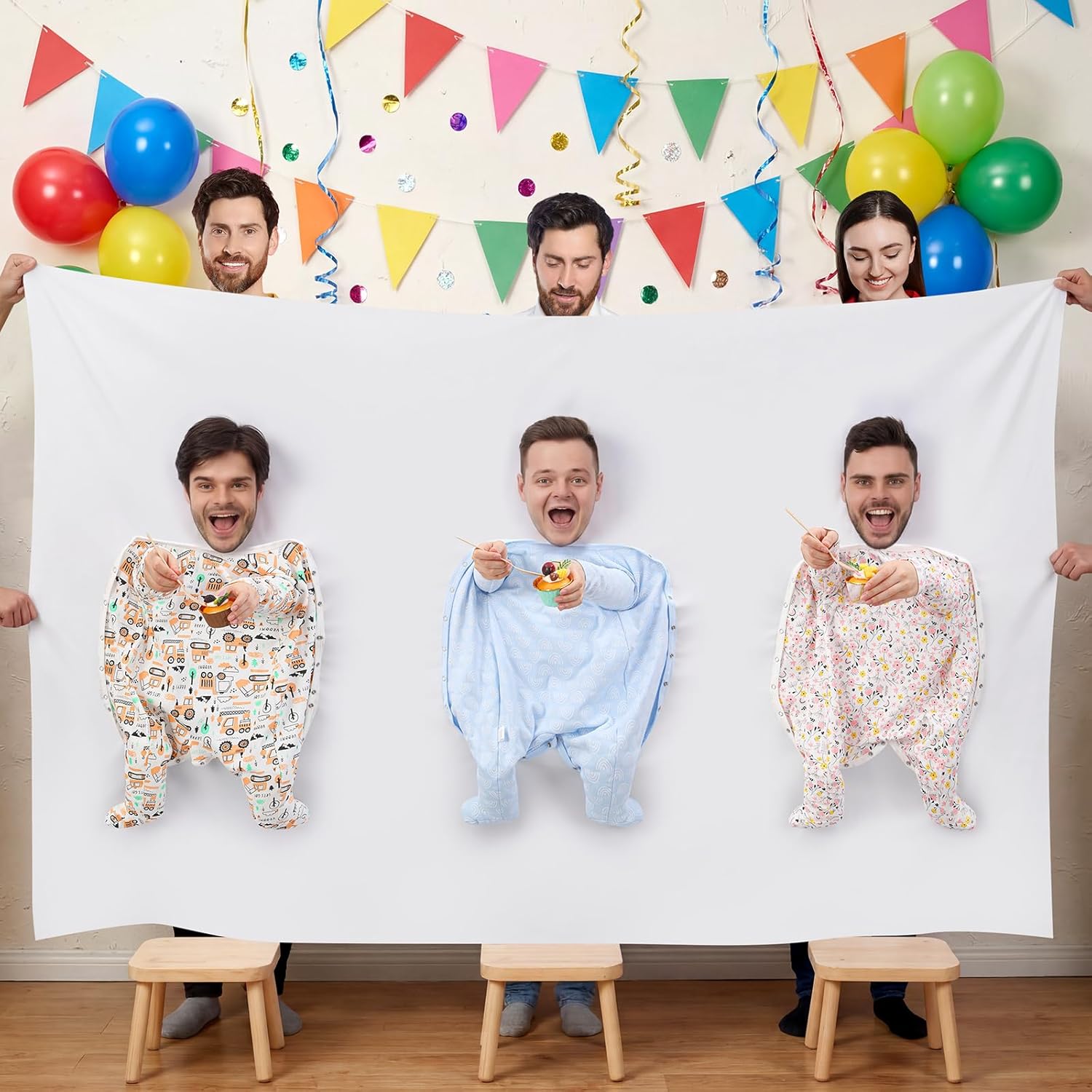 Baby Shower Games Party Favors Feed Me Baby Shower Games for Funny Bridal Party Activities for Gender Reveal Boy Girl Banner Backdrop Background Decoration Photo Props, Fit 3 Peple