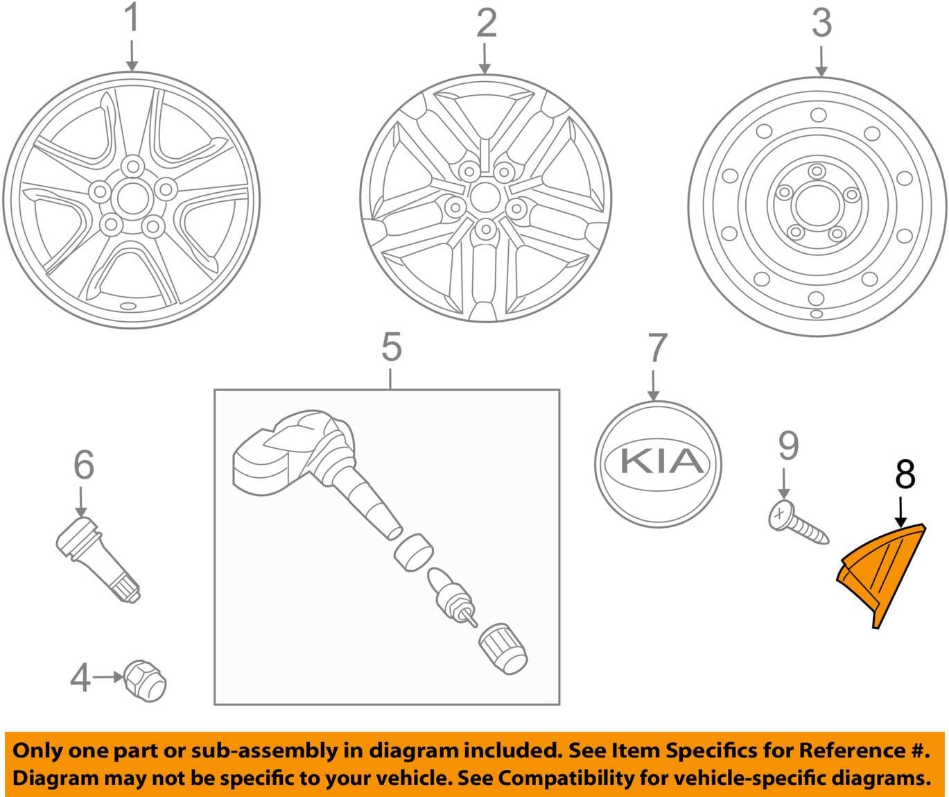 Kia Motors Genuine Wheel Center Hub Cap Accent 1-pc Set For 2009 2010 Kia Forte Koup : Cerato Koup
