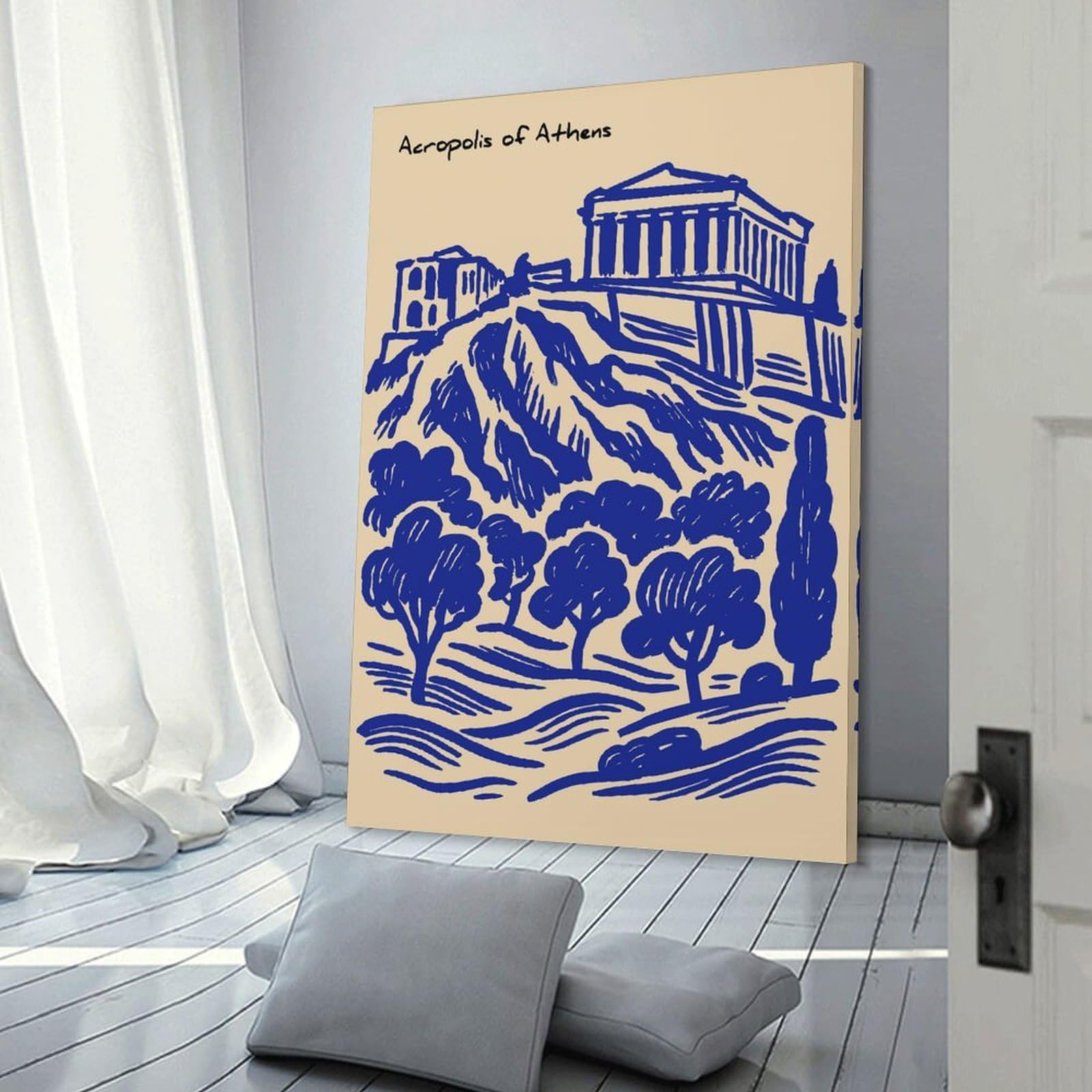 Junmoney Acropolis of Athens Illustration Room Decor Wall Art 20x30inch(50x75cm), for Wall Displays, Bedrooms Or Room Updates, Ideal for Building A Coordinated Art Wall