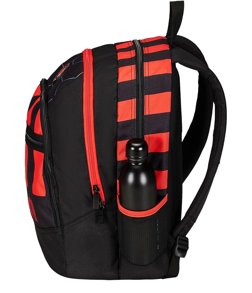 Zaino Scuola ADVANCED - A.C. MILAN Calcio - PATH OF VICTORY, Nero Rosso - Zaino Doppio Scomparto con Tasca Porta Borraccia - Zaino Scuola Bambino, Ragazzo