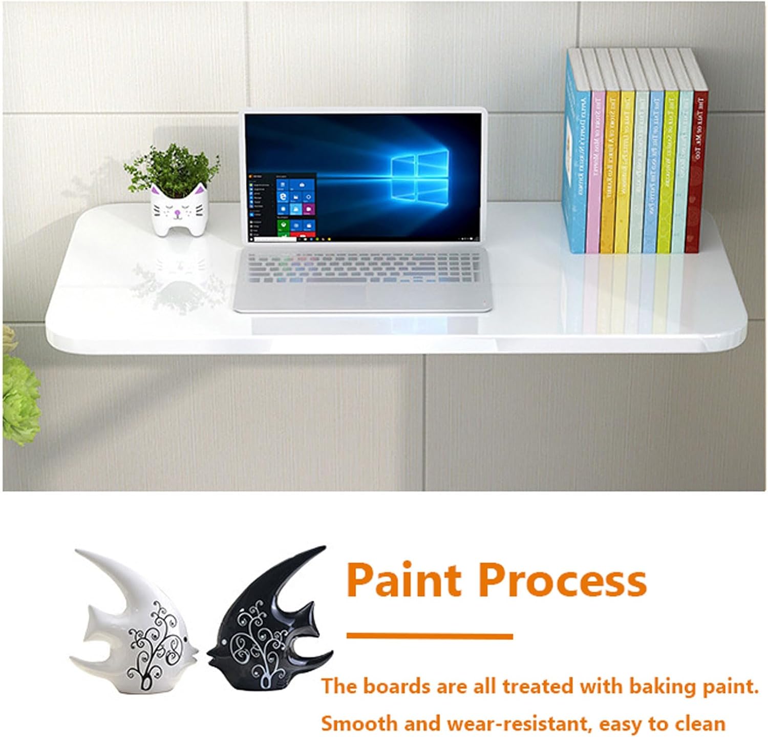 Folding Wall Mounted Workbench Laundry Table for Small Spaces Fold Away Table with Workstation Shelf Stable and Sturdy Wall Desk