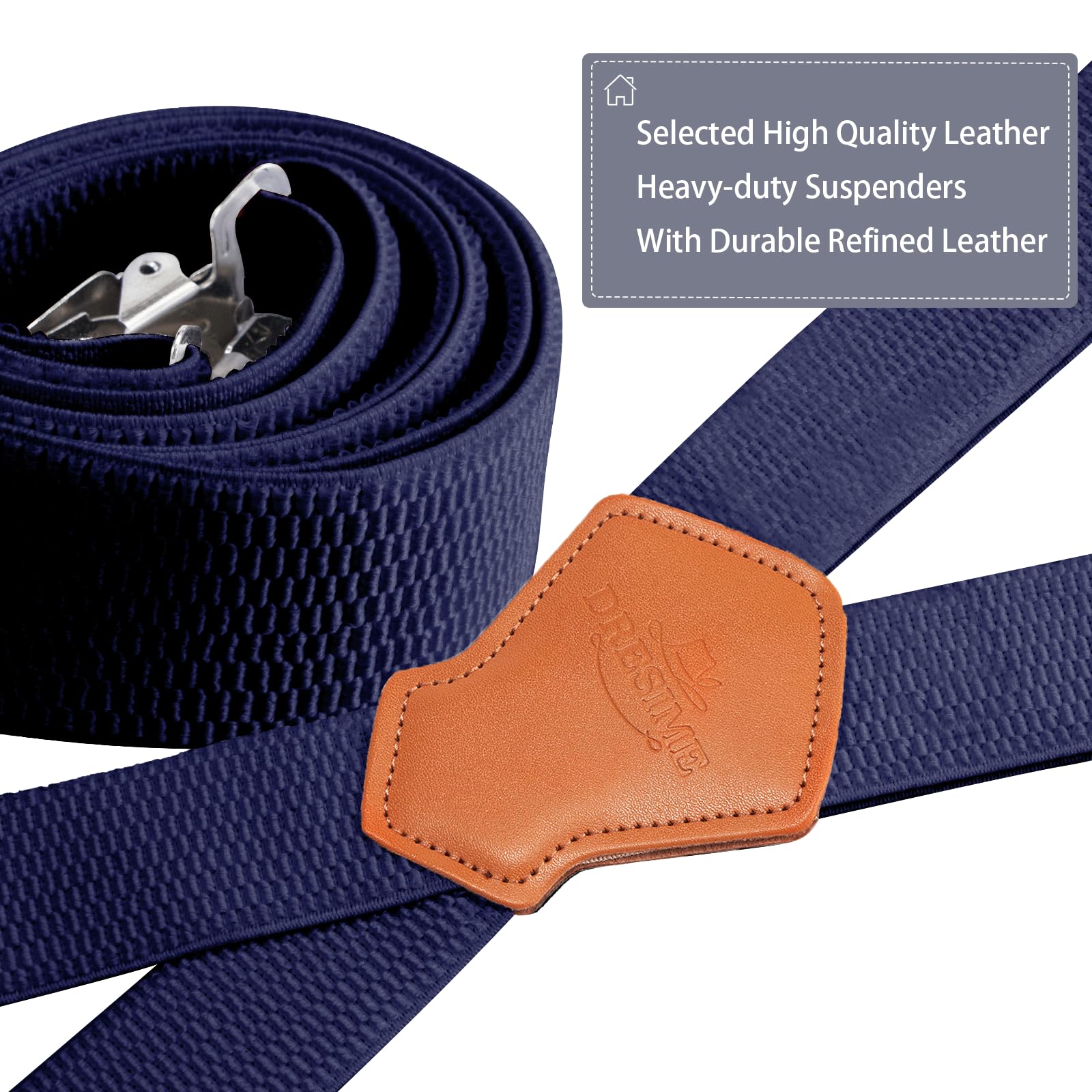 Dresime Bretelle da Uomo per pantaloni con 4 clip forti 4 cm di larghezza, per Uomini e Donne Grandi e alti Larghezza Regolabile di Elastiche e Forma a X Elastica