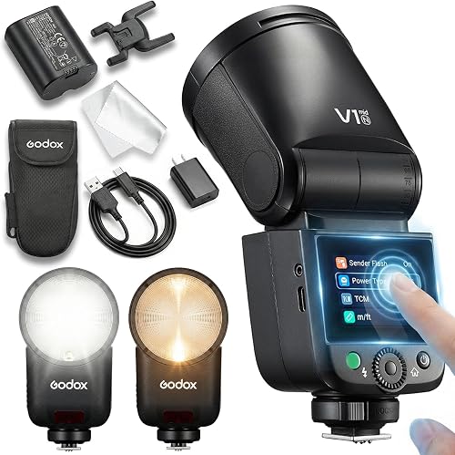 Godox V1 MID N Flash for NIKON, 55Ws Round Head Touchscre…