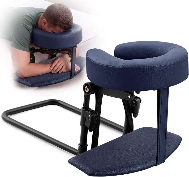 Qunclay Apoio de Cabeça Ajustável para Cama com Apoio de Braços, Almofada Facial Azul-marinho