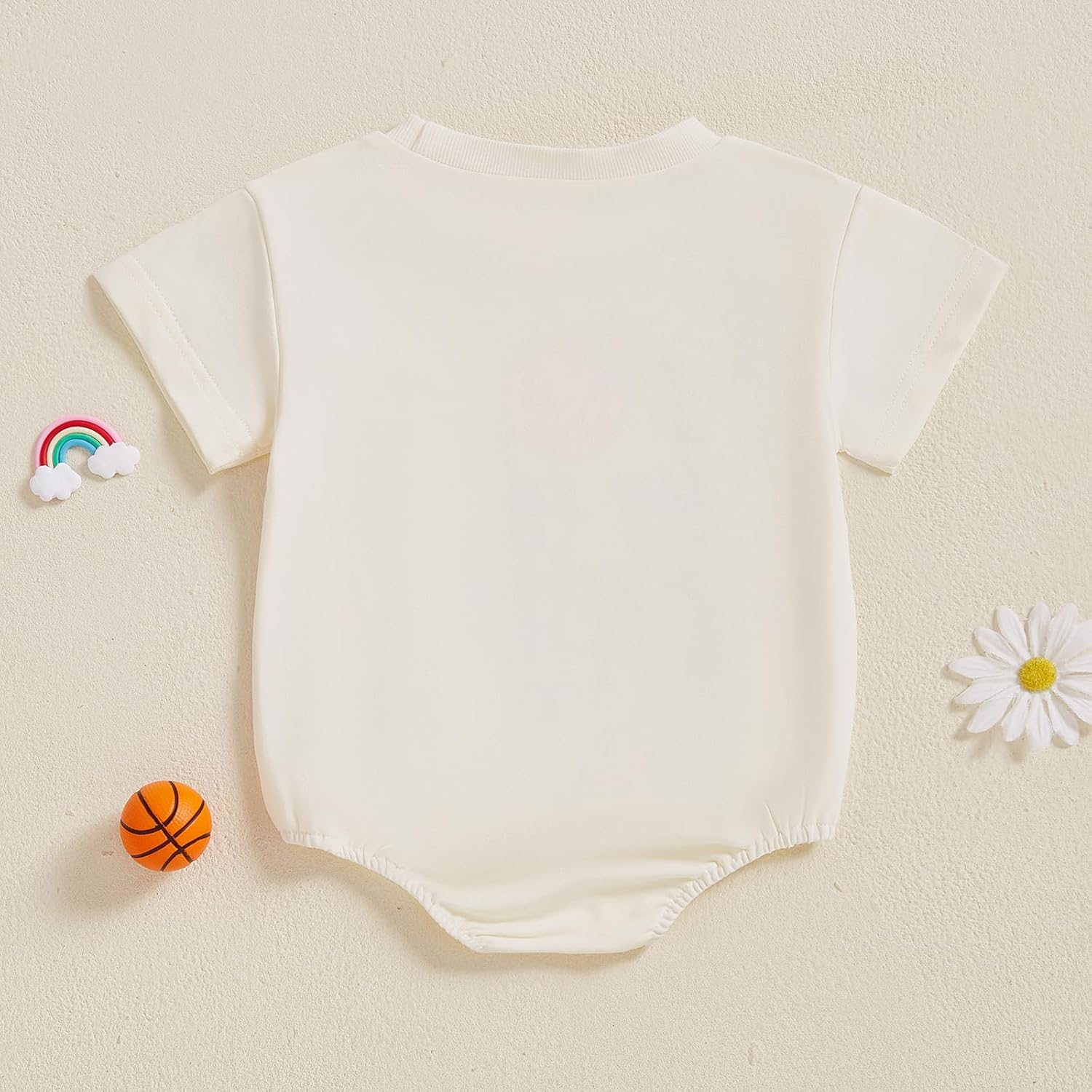 Newborn Baby Girl Boy Clothes Basketball Short Sleeve Letter Print Bubble Romper One Piece Bodysuit Summer Outfit - Image 3