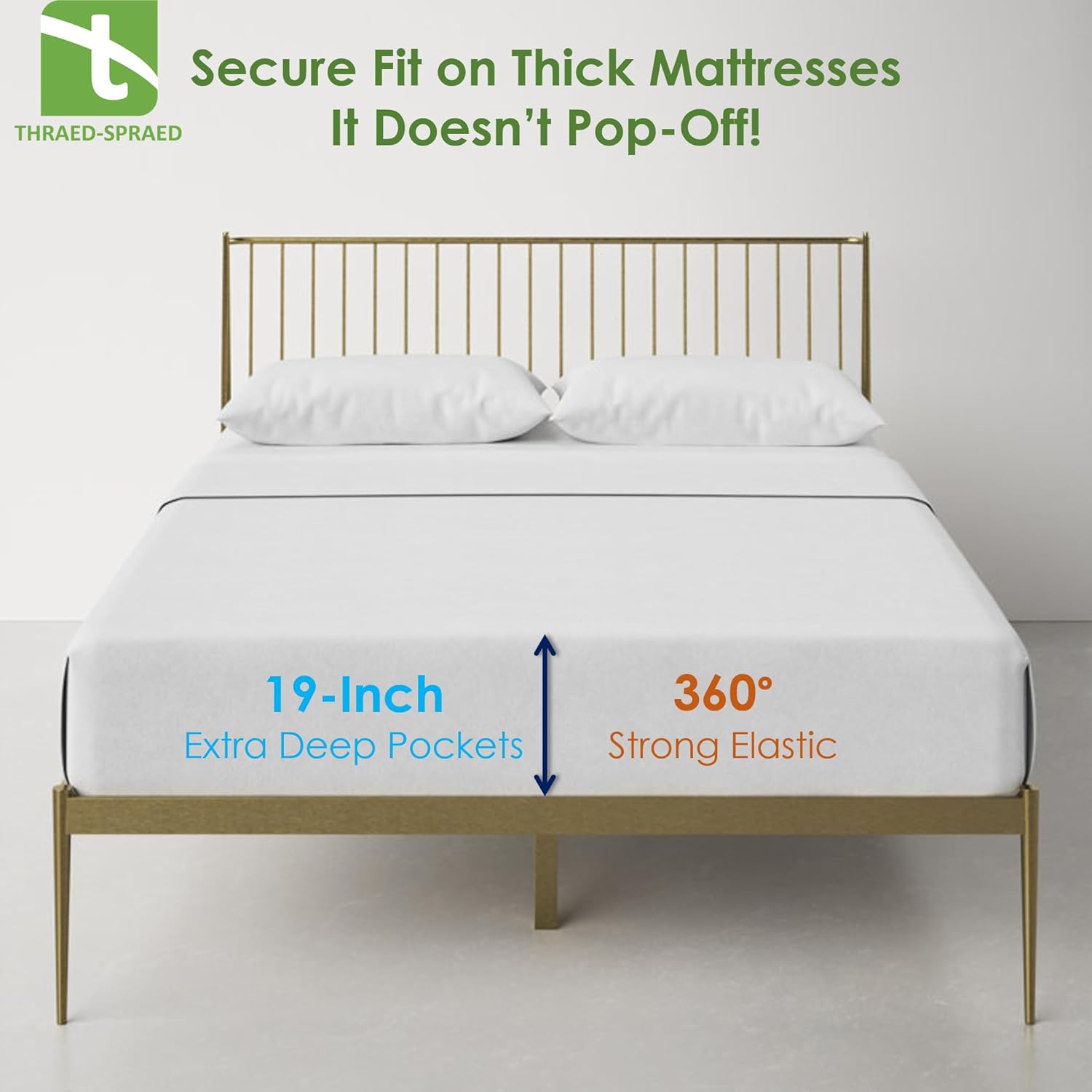 California King Size 4-Piece Percale Sheet Set 1000 Thread-Count 100% Egyptain Cotton, 1000-TC Breathable Percale Weave, Fits 19 Inches Deep Pockets Mattress - Percale White