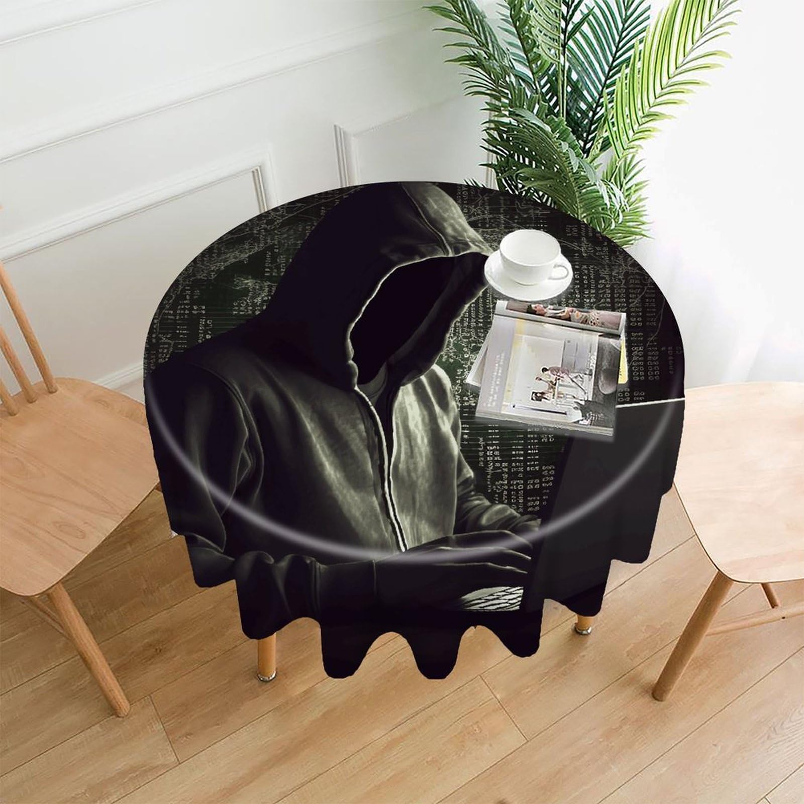 Hacker Tablecloth Exquisite Wrinkle-Free Straight-Edge Round Table Cloth Anti-Fading Premium Polyester Tablecloth Waterproof Folding Table Cloths for Tables Decor