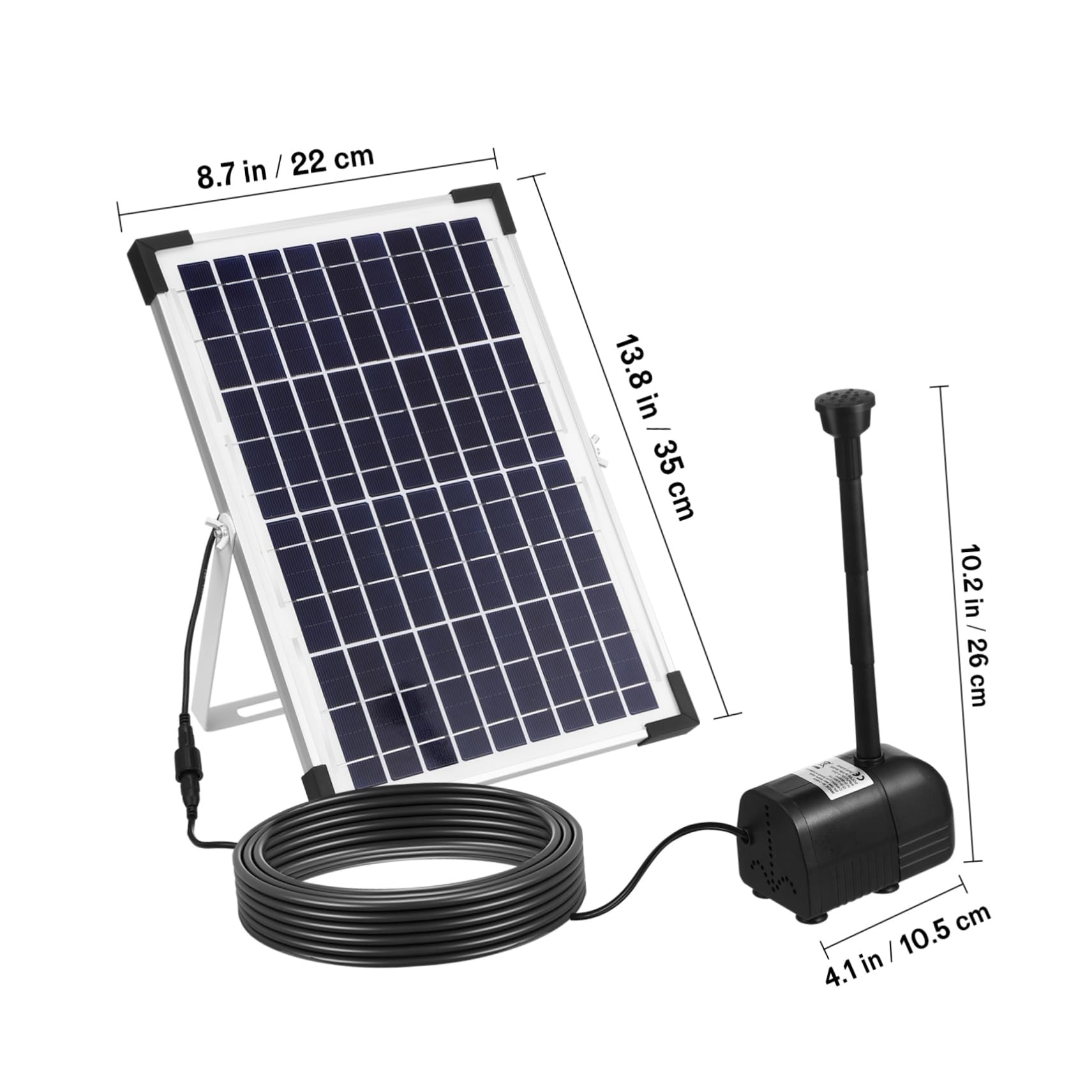 Pompa Fontana Solare Esterna 12w Bsv-sp100 in Abs Nero | Portata 1350l/h, Uso Giardino e Outdoor, Costruzione Robusta, Installazione Semplice