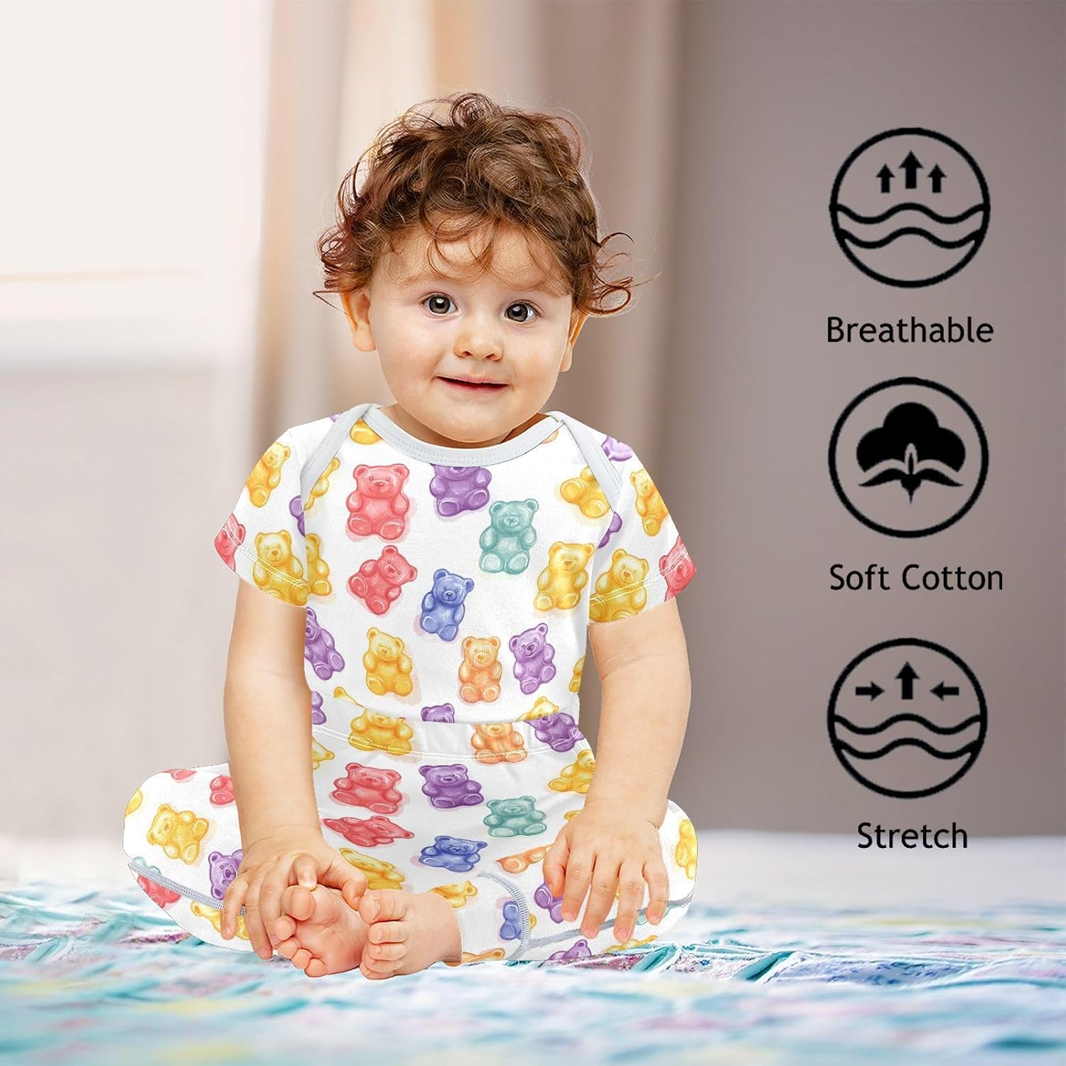 vvfelixl Baby Pants Sets Black Dachshund Long Haired Short Sleeve Baby Clothes for Boys Girls 0-24M