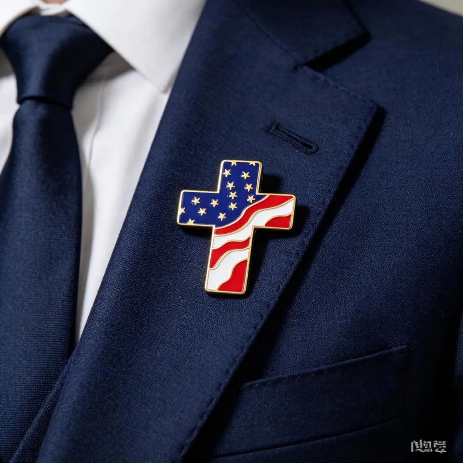 Pin de cruz patriótica de perfil delgado con cierre de dos vías, coleccionables patrióticos, perfecto para mochilas, chaquetas y gorras, insignia de la bandera de Estados Unidos