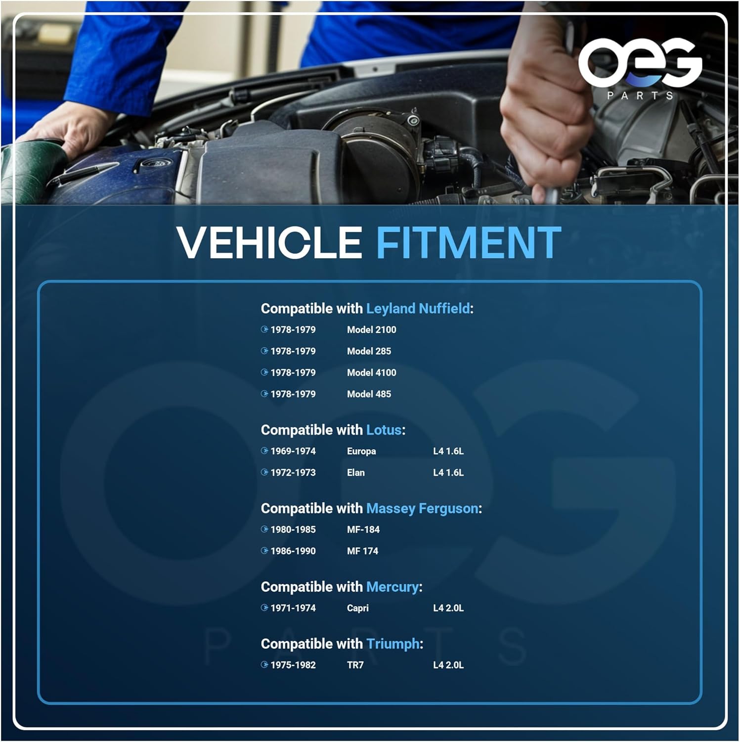 OEG Parts New Alternator Compatible With Ford Cortina 1.6L 71-72 Leyland Nuffield 2100 285 4100 485 802S 804S Lotus Elan Europa Massey Ferguson 174 184 Mercury Capri 71-74 2.0L Triumph TR7 75-82 2.0L