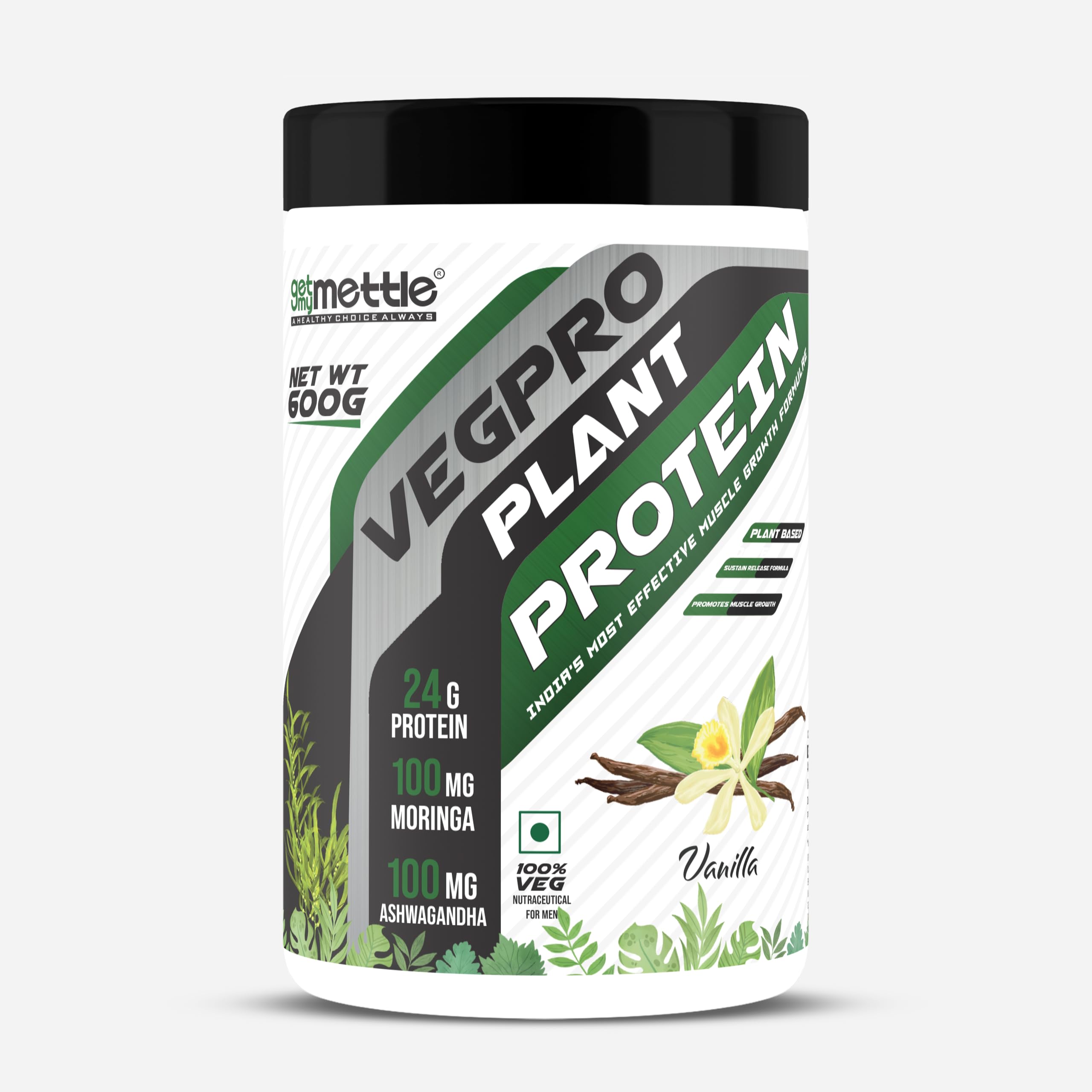 Getmymettle VegPro Vegan Plant Protein Powder | Protein 24g per scoop | Pea Protein Isolate with Digestive Enzyms | Low Carbs (1kg, Classic Coffee) — Amazon image 7
