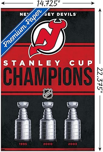Miniatura 3 de Trends International NHL New Jersey Devils - Póster de pared Champions 23, 14.72 x 22.37 pulgadas, versión premium sin marco