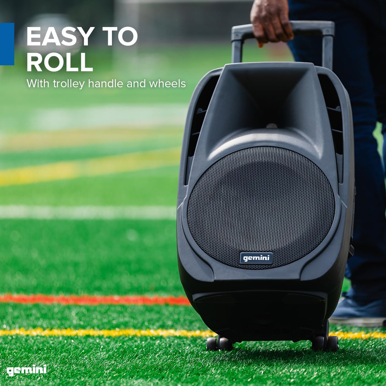 Gemini Sound ES-15TOGO Wireless Portable Bluetooth Streaming Streaming Professionale DJ PA Carrello del Carrello Attivo Attivo con Jacks Dual MIC Scheda SD e Porta USB con 2 Bundle MIC Wireless