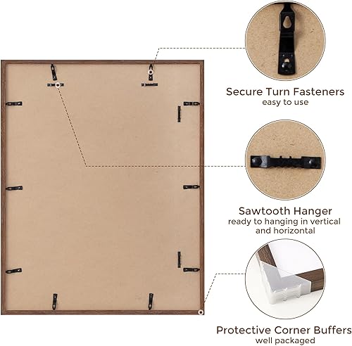 Miniatura 5 de Portarretratos de madera de roble de 22 x 28 pulgadas color nogal, marco de póster para pared con paspartú de 18 x 24 pulgadas, marco para fotos y