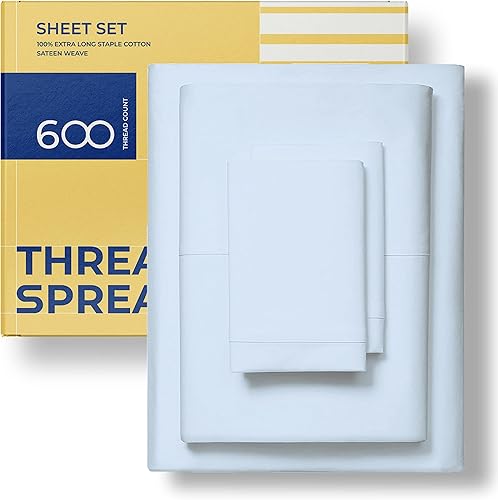 THREAD SPREAD Hotel Collection - Juego de sábanas de 600 hilos de algodón egipcio satinado 4 piezas THREAD SPREAD Hotel Collection - Juego de sábanas de 600 hilos de algodón egipcio satinado 4 piezas