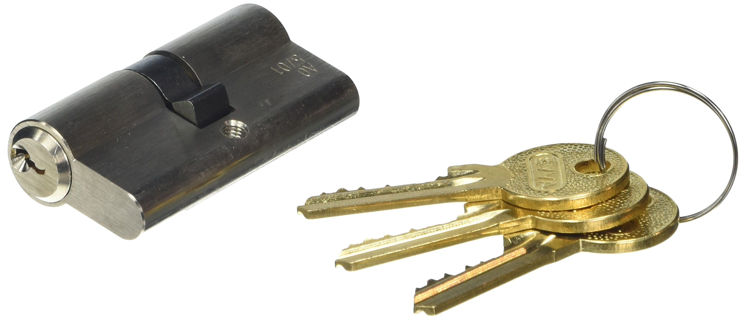 EVVA 30+30NIOA-A05701 M Standardowy przemysłowy podwójny cylinder jednoblokujący A05701 31/31, mosiądz niklowany matowy, (A05701Z)