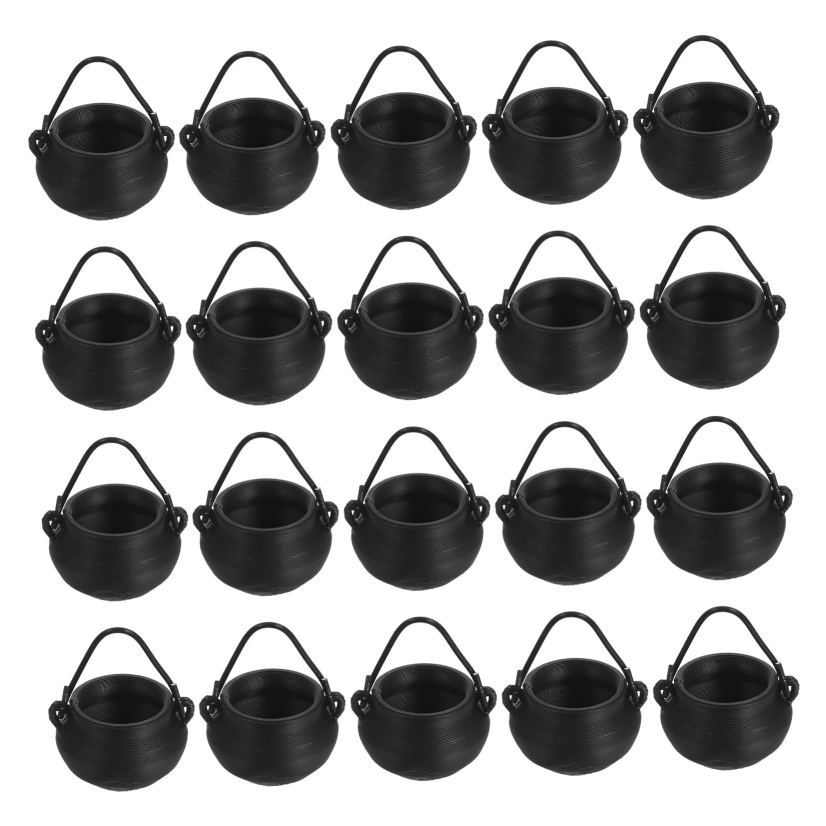 Caldero de Halloween mini de plástico Mikikit en pack de 20 piezas para decoración colgante