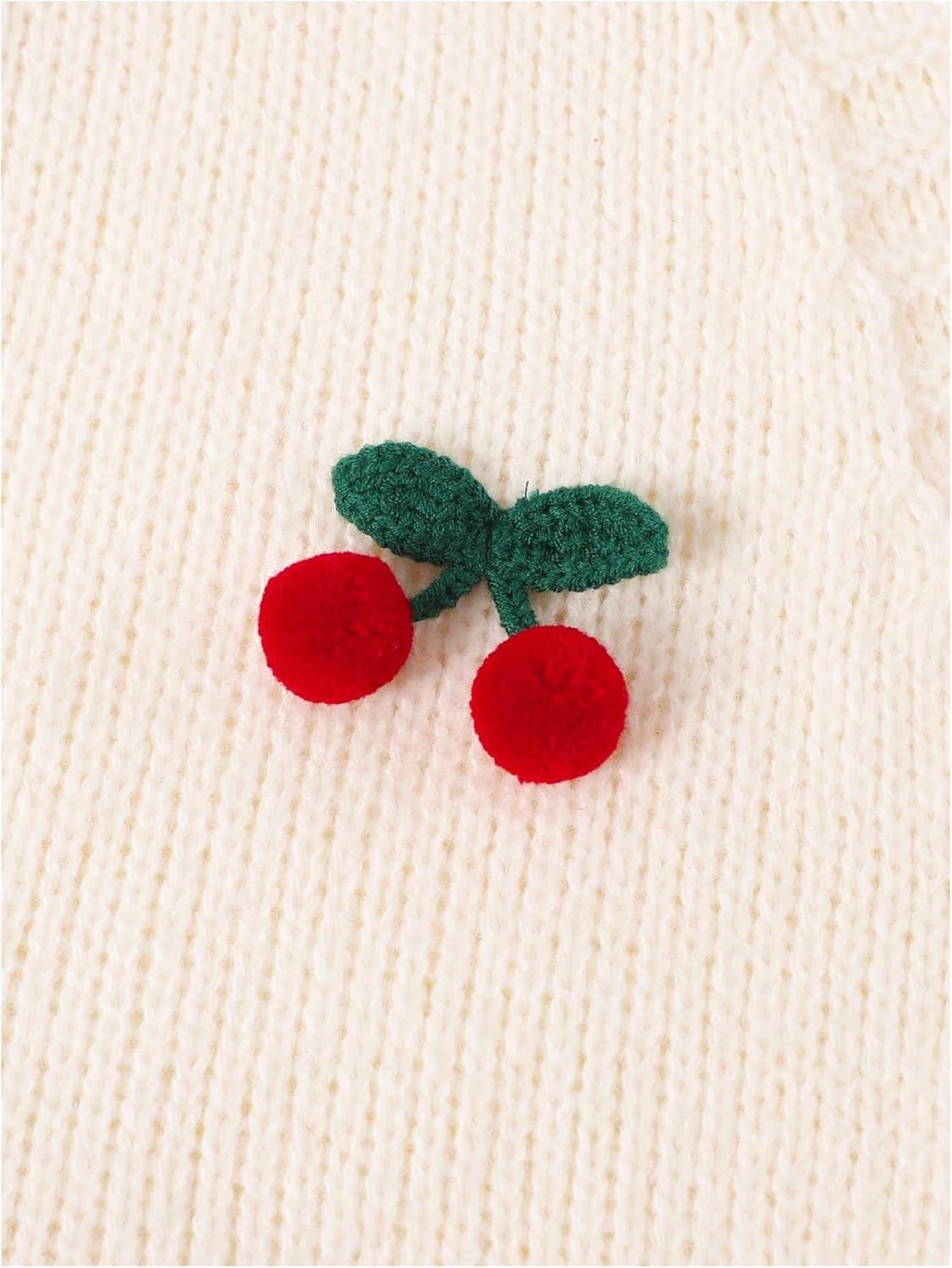 Girl's 3D Cherry Cardigan Sweater Open Front Long Sleeve Knit Cute Fall Cardigans - Image 3