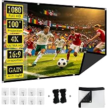 100-inch Projector Screen Upgrade Anti-Light Projection Screen 4K HD 169 High Gain Movie Screen with 160 View Angle Indoor Back Absorbs Light Fast Setup for Home Theater Family Party