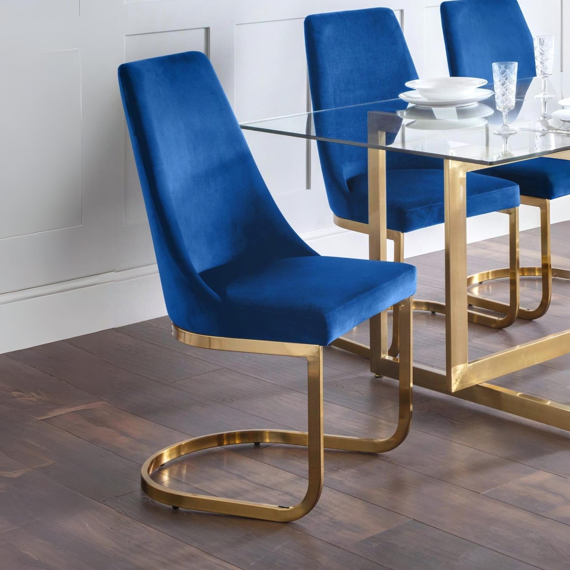 Julian Bowen Set Of 2 Vittoria Cantilever Dining Chairs - Blue - Blue
