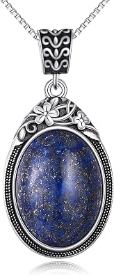 VONALA Lapis lazuli/Turquoise Necklace Jewelry Sterling Silver Blue Lapis/Turquoise Pendant Necklaces Boho Gifts for Women