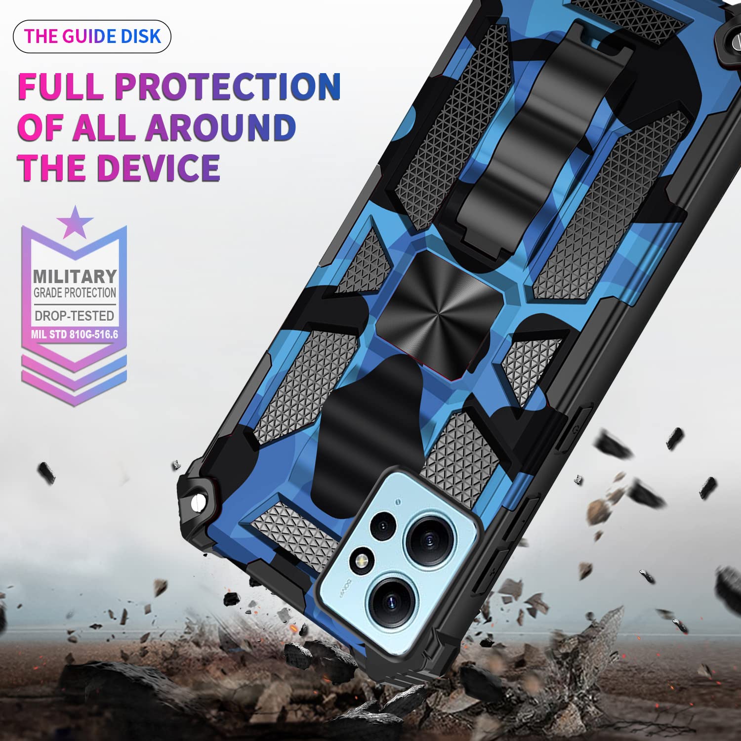 Xinyunew Cover Militare Per Xiaomi Redmi Note 12 Pro 4G - Custodia Antiurto 3 Strati Con Supporto E Fibbia, Verde Chiaro