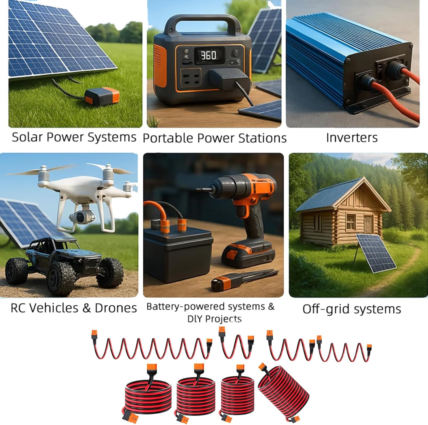 ポータブル XT60i バッテリー充電ケーブル XT60i オスメスコネクタ延長コードリモートバッテリーソーラーペイン