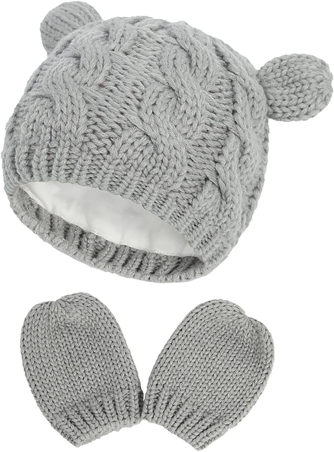 Newborn Baby Winter Beanie Hat Mitten Set Infant Toddler Warm Knitted Hat Glove Set for Boys Girls