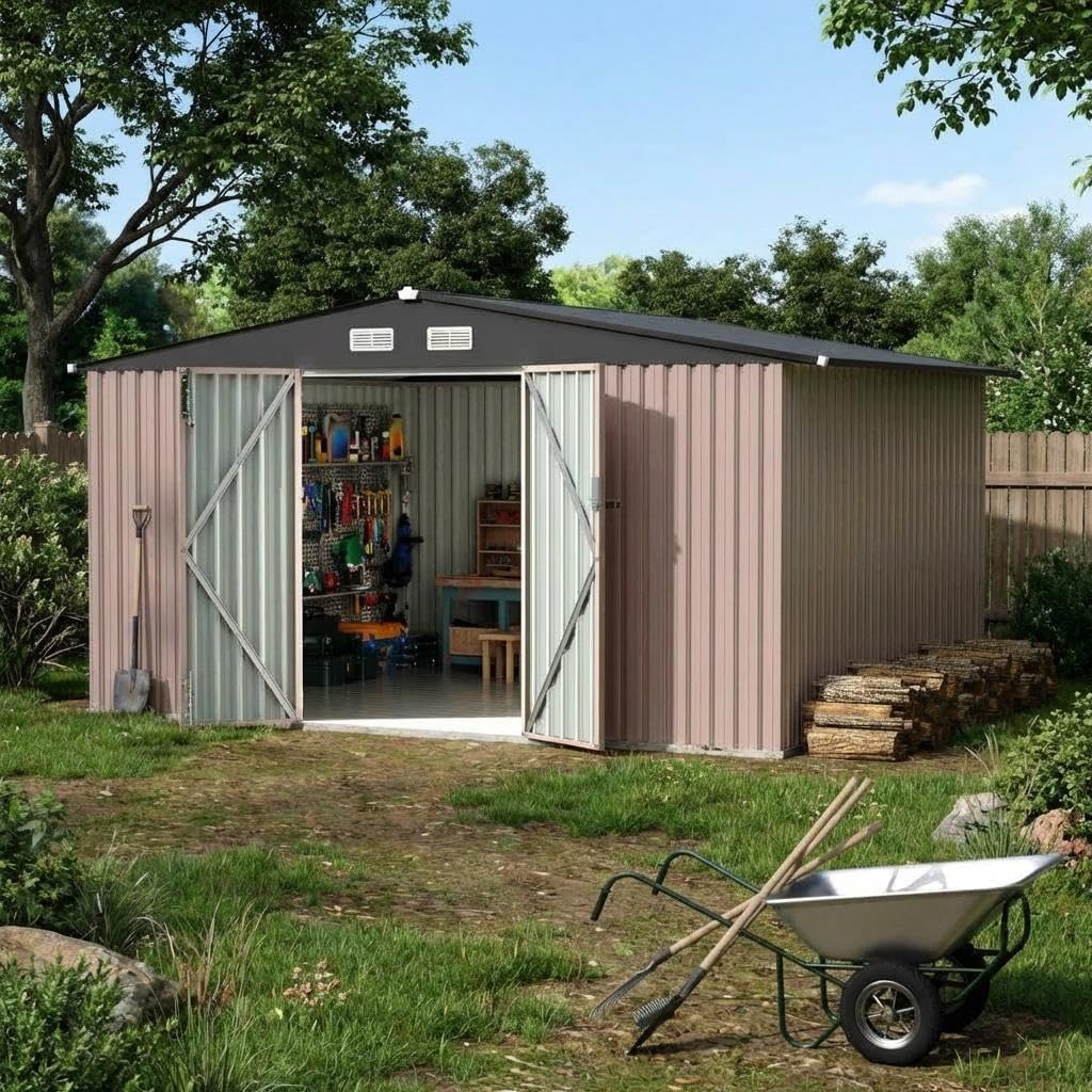 12×10 FT PVC Shed Floor(No Shed), Heavy Duty PVC Floor Base for 10x8x6.4FT Outdoor Storage Shed, Anti-Moisture Lockable Shed Floor for Backyard, Garden, Patio, Lawn