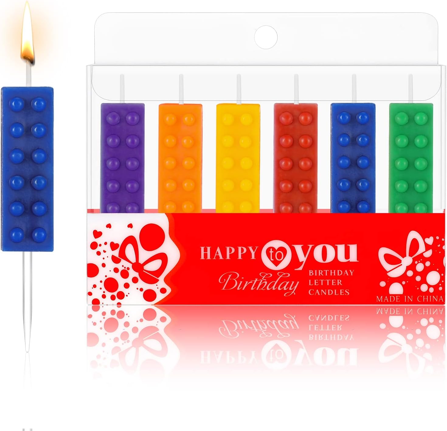 BBTO 6 Pieces Multicolor Cake Topper Building Block Candles Party Decorations Brick Birthday Cake Candles for Building Block Party Themed Birthday Decoration