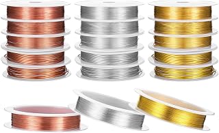15 Rolls 5 Size Jewelry Wire for Jewelry Making,18/20/22/24/26 Gauge Copper & Stainless Steel Bendable Tarnish-Resistant Beading Wire for Crafts Engraving Pliers